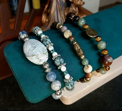 Beaded Gemstone Stretch Bracelet Bundle