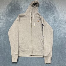 Abercrombie  Fitch Soft Fleece Relaxed Hoodie Mens S Heather Gray Logo Full Zip