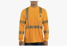 New Carhartt Men's High Visibility Force Long Sleeve Class 3 T-Shirt XL