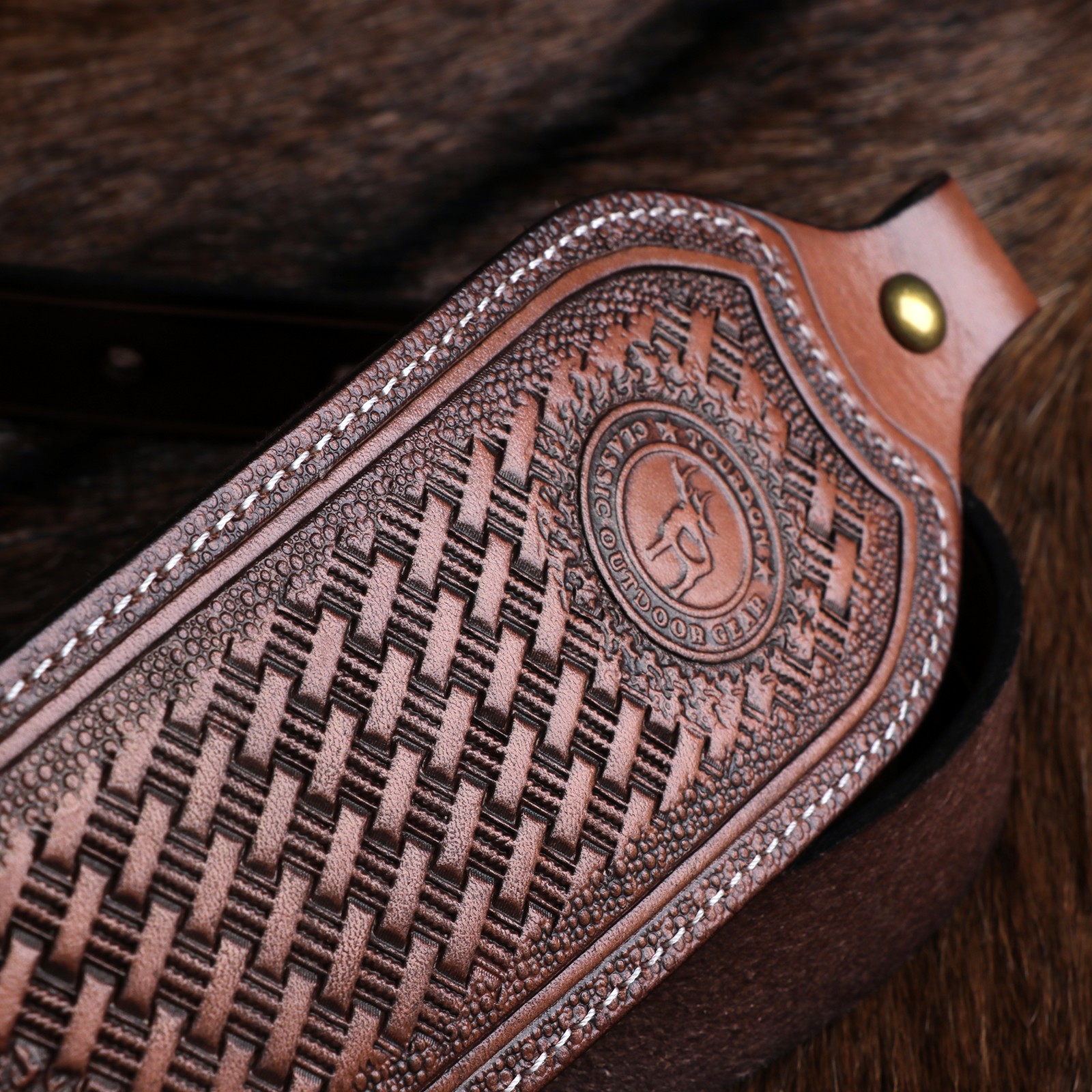 TOURBON Retro Leather Rifle Sling Gun Carry Strap Shooting Thumb Rest-Clearance