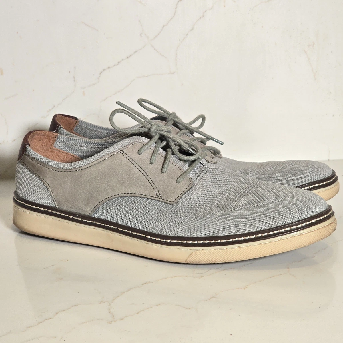Johnston & Murphy Gray Knit Derby Shoes with Tan Trim Men main image 3