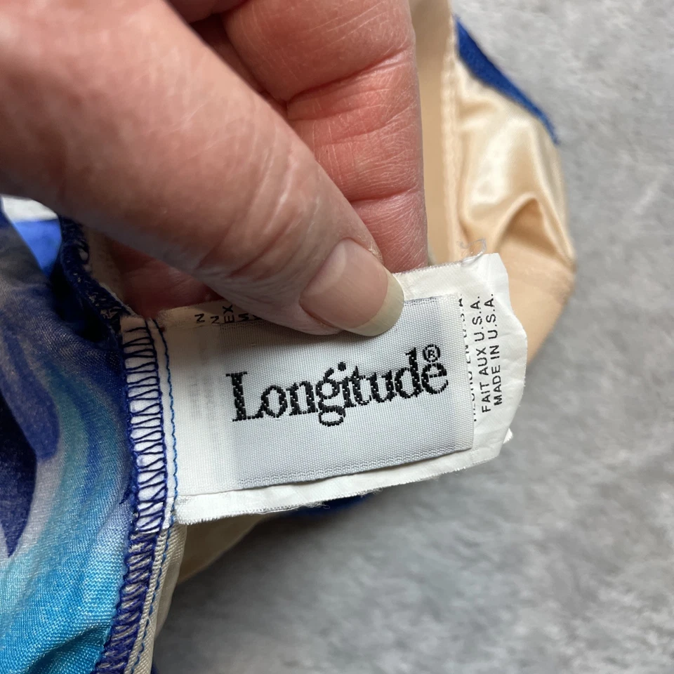 Vintage Longitude One Piece Swimsuit Womens 10 Blue Floral Shimmery Padded Bra - Image 3 of 4