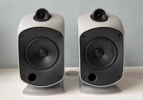 A pair of B&W LM1 desktop speakers
