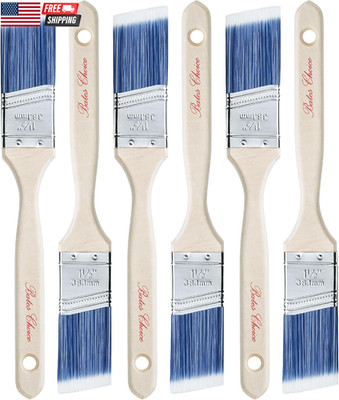 Bates- Paint Brushes, 6 Pack, 1.5'', Treated Wood Handle Brushes for Walls | for