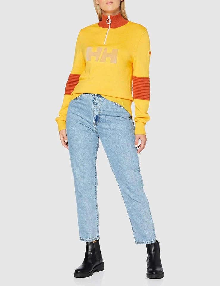 Helly Hansen Damas Tricolor Tejido Sudadera Suéter, Amarillo, M Foto 2 de 4