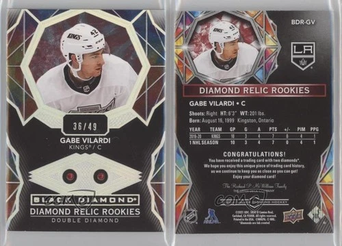 2020 Upper Deck Black Diamond Relic Rookie Gems Double Ruby /49 Gabe Vilardi RC