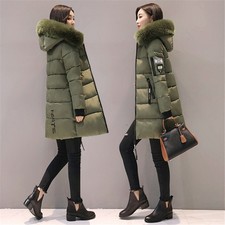 Womens Winter Hooded Parka Jackets Outerwear Ladies Winter Chunky Puffer Coat UK