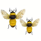 Set of 2 Outdoor Metal Bee Wall Decor Hanging Garden Iron Sculpture Art
