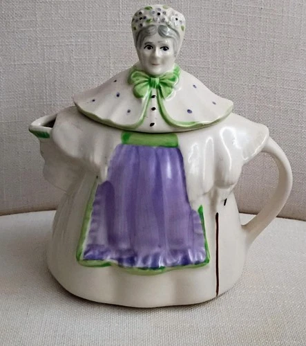 Vintage Shawnee Pottery Granny Ann Teapot Purple Apron