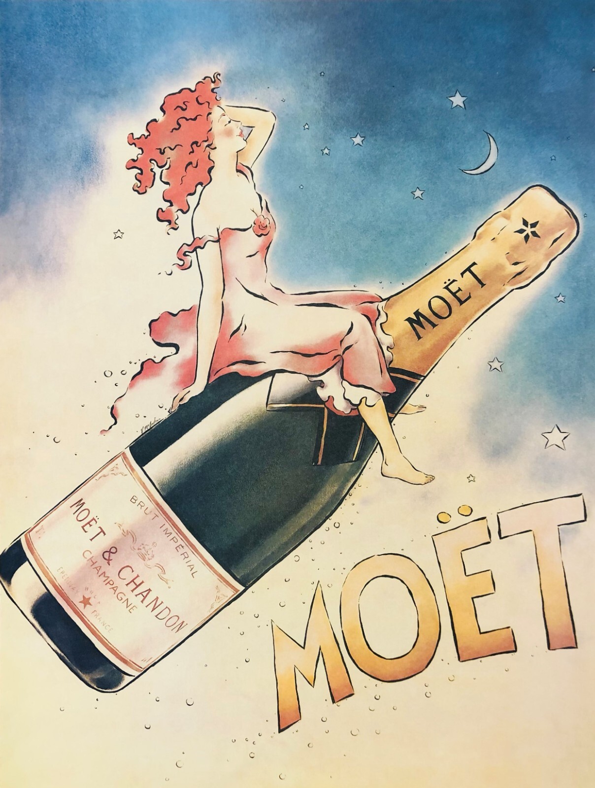 Vince Mcindoe, 80S - Moët & Chandon - Original Offset Poster 24 X 18