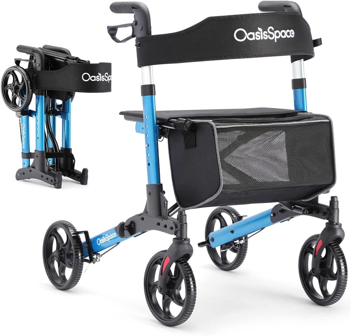 Rollator Walker, medizinischer Rollator mit Sitz, faltbar und höhenverstellbar,