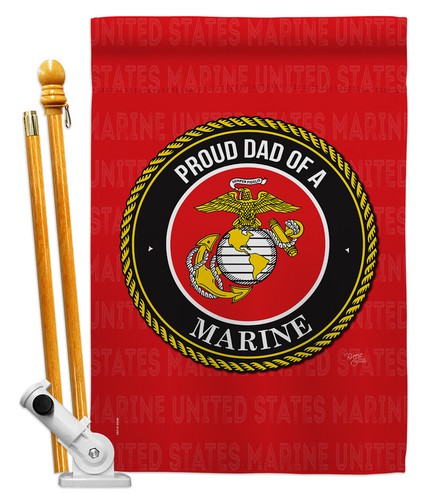 Proud Dad Marines Garden Flag Marine Corps Armed Forces Gift Yard House Banner - Picture 6 of 17