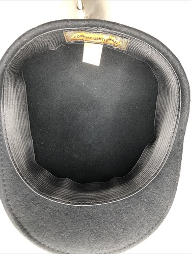 Country Gentleman Mens Black Wool Newsboy Cabbie Flat Cap Hat Size M Medium - Picture 5 of 6