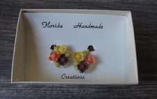 Vintage Florida Handmade Creations-Petite Pastel Shell Clip Earrings in Box
