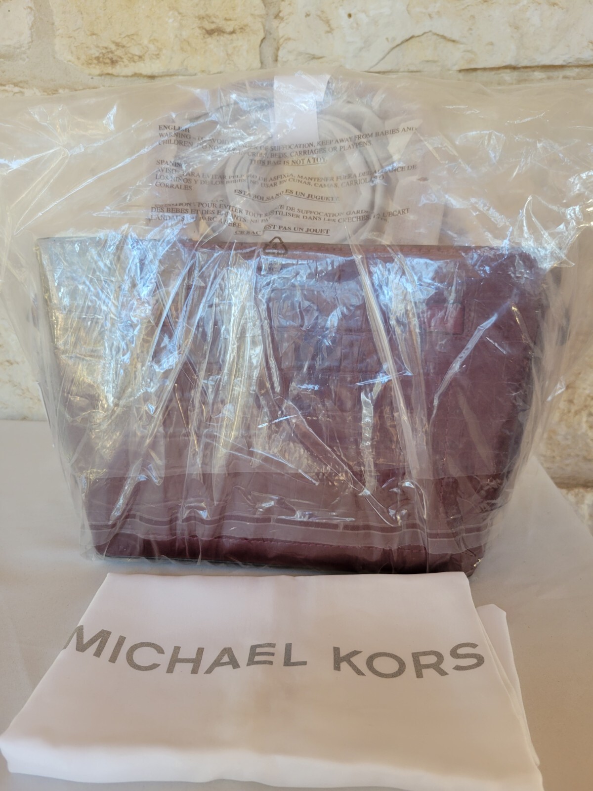 Michael Kors Hamilton Legacy RARE Embossed Small Leather Belted Satchel DK Berry image 9