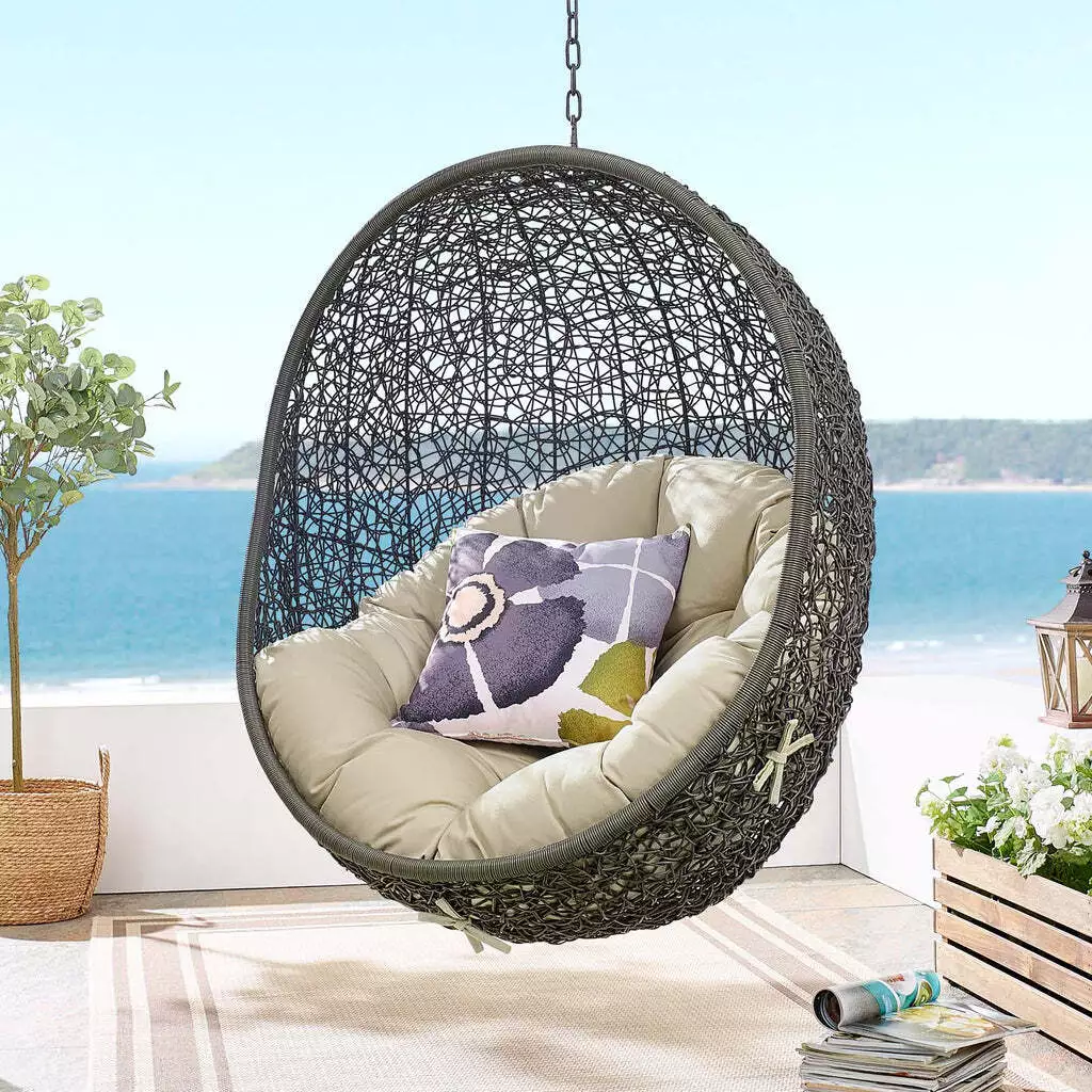 Modway Hide Sunbrella Fabric Swing Outdoor Patio Lounge Chair