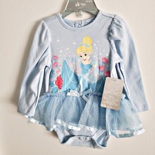 Disney Store Princess Cinderella Baby Long Sleeve Bodysuit Size 12-18 Month NWT