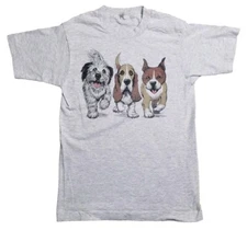 Vintage Sun Sportwear 90s Dog Heads Tails Front And Back Graphic T Shirt XS