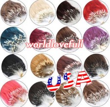 18inch Loop Micro Ring Beads Tip Brazilian Remy Human Hair Extensions 100/200s