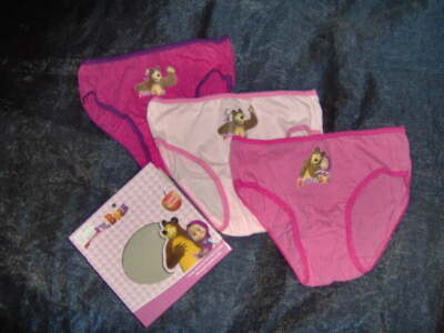 PAIRS MASHA AND THE BEAR GIRLS BRIEFS PINKS AGE 6/8 YRS IN BOX