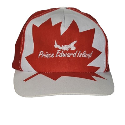Canada Prince Edward Island Strapback Adult Hat Cap Maple Leaf Red White Retro
