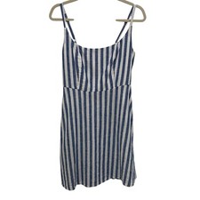 Old Navy Linen Summer Dress Womens M Pockets Smocked Back Coastal Comfort