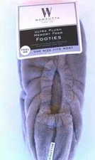 Wamsutta Ultra Plush Memory Foam Footies Slippers One Size Fits Most, Color Gray
