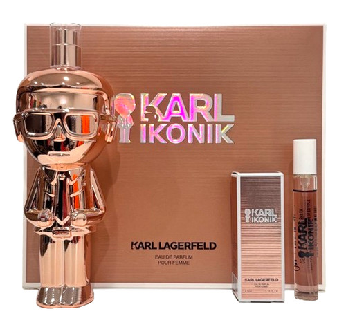 Karl Lagerfeld Ikonik 3-pc Gift Set for Women: 3.3 oz + 0.25 oz + 0.15 oz mini