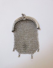 Antique Chain Mesh Chatelaine Purse 800 Silver