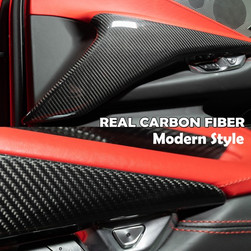 Real Carbon Fiber Interior Door Panel Trim cover Set For Corvette C8 2020-2024 - Picture 11 of 24