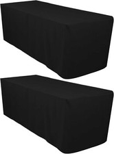 Surmente Table Cloth 6 ft Rectangular Polyester Tablecloth 6ft 2 Pack, Black