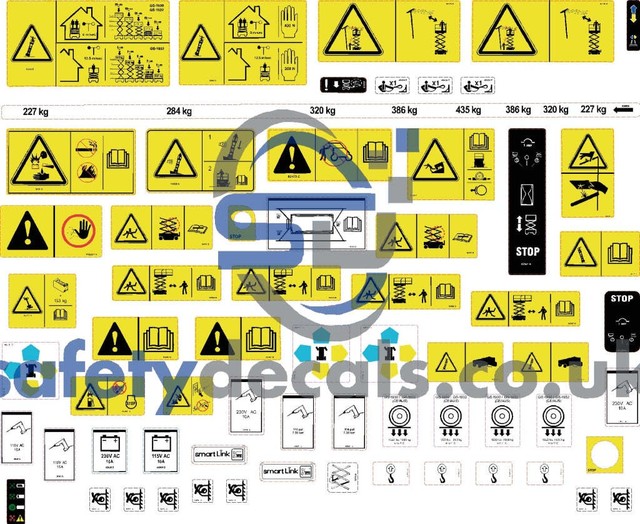 Genie GS1932 Smartlink Safety Decal Sticker Kit - 2010 onwards Genie GS1932 Smartlink Safety Decal Sticker Kit - 2010 onwards