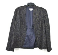 Coldwater Creek Womens Shimmery Metallic Swirl Pattern Jacquard Blazer M 10-12