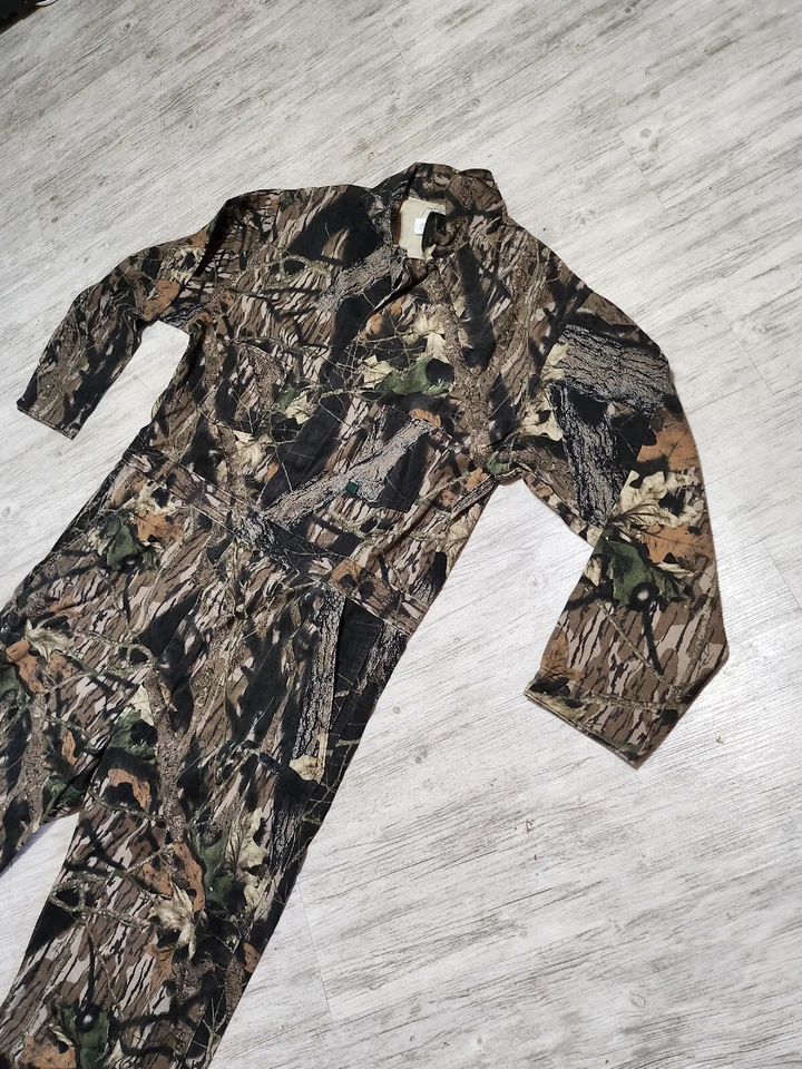 Vintage 80s Mossy Oak Full Foliage Camo Hunting Cotton Coveralls Size XL Reg Men - Image 3 of 4