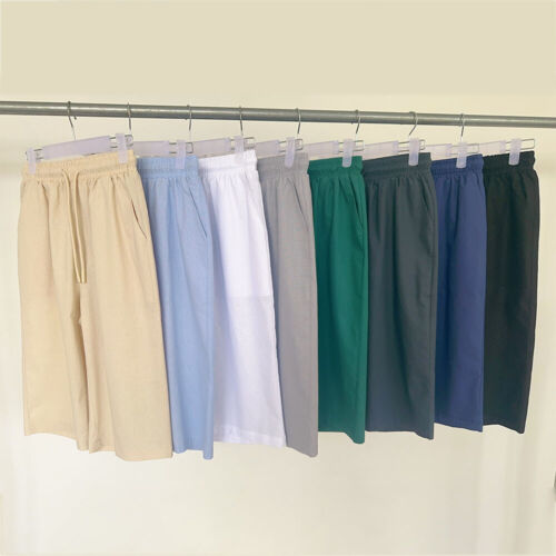 Women's Linen Shorts Knee Length Bermuda Shorts Drawstring Elastic Waist Shorts - Picture 17 of 27