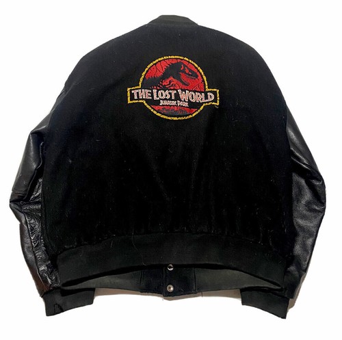 Vintage 90er Jurassic Park Jacke Leder Bomber Wolle Varsity Gr. XL