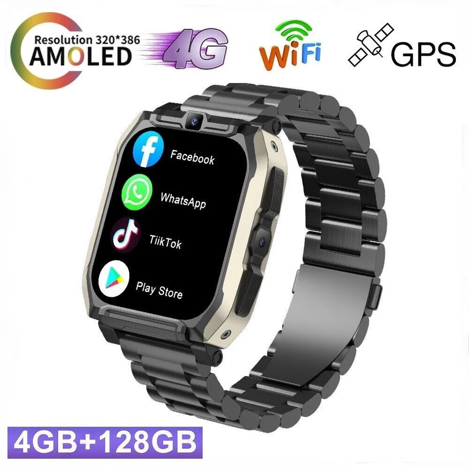 KOM8 SIM-Karte 4G Smartwatches 1,96" 4GB+128GB Dual-Kamera GPS Google Play - Image 3 of 4