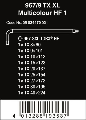 Wera 967/9 TX XL HF 1 TORX® L-Schlüsselsatz mit Haltefunktion 05024470001 - Bild 8 von 8