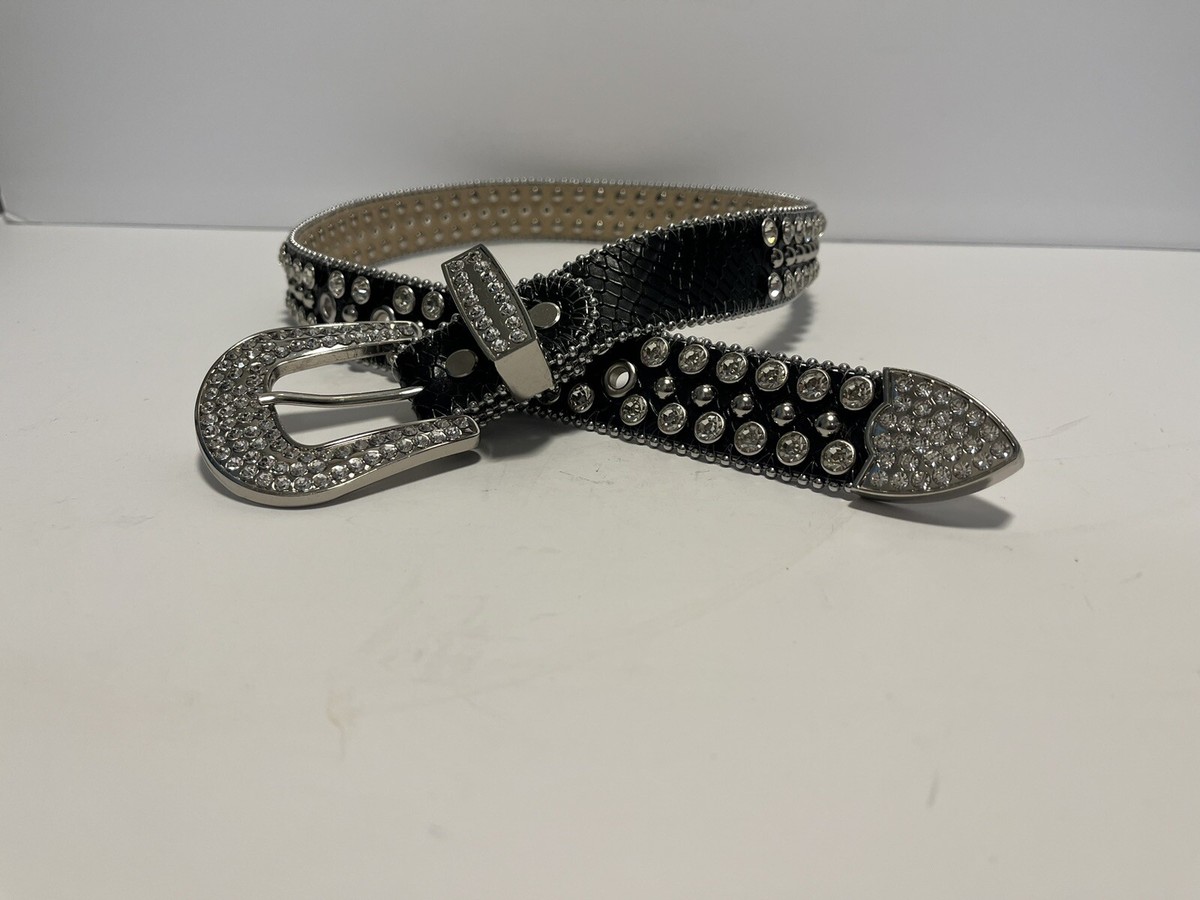 ? 69A. Rhinestone Silver Metal Black Belt Buy Rhinestone Buckle Belt Cowgirl | Black Full Grain  main image 4