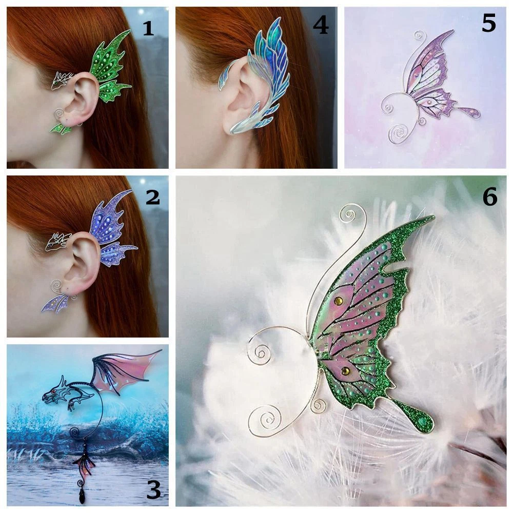 Style Tragus Earrings Dragon Ear Wrap Elf Wings Ear Cuff Butterfly