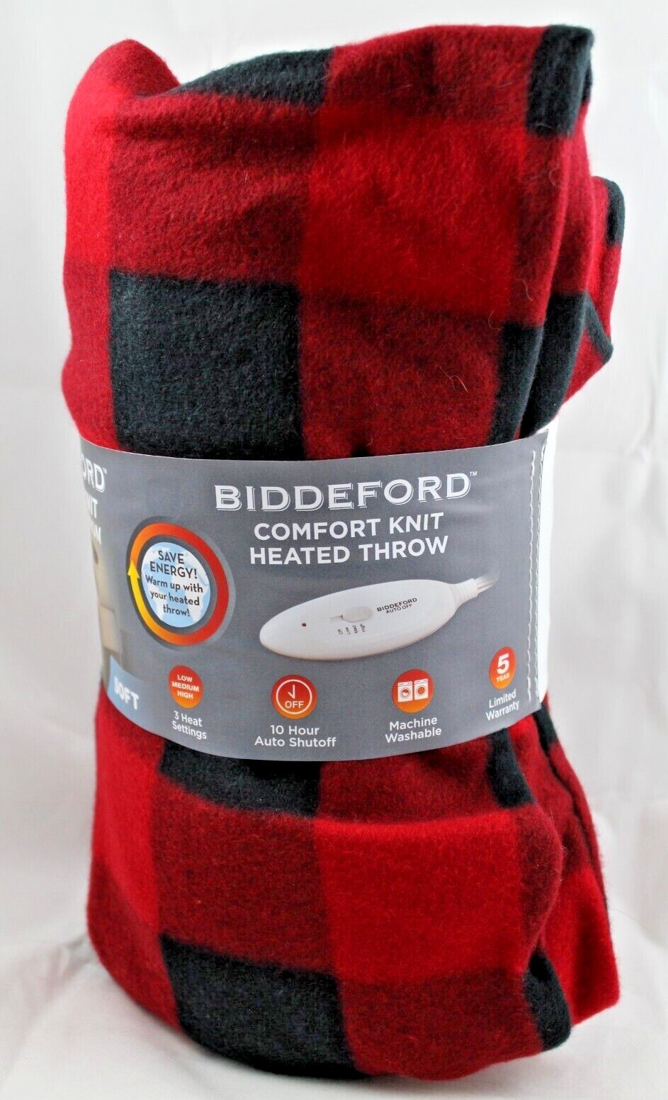 Biddeford Heated Comfort Knit Electric Throw Blanket 50 x 62u0026#034; Red  Buffalo New | eBay