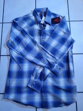NUEVO CON ETIQUETASPerry Ellis America Manga Larga BTN Hombres Camisa Rayón Botón a Presión Algodón Cuadros M