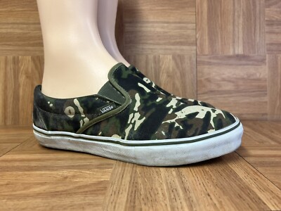 靴 90s made in USA Vans slip on camouflage VNTG🔥 9.5 - VANS Vintage Army CAMO Slip On Sneakers Off The Wall