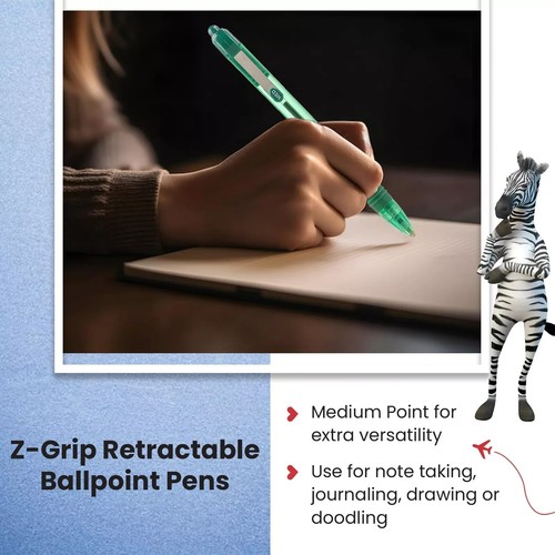 ZEBRA Pen Z Grip Smooth Multi- Coloured & Black Ballpoint Pens, Smooth & - Picture 4 of 7