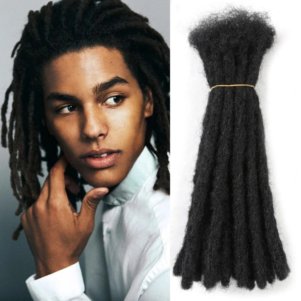 Extensiones de rastas de cabello humano 100 % real para hombre/mujer cabeza completa hechas a mano 8 pulgadas Foto 4 de 4