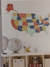  United States of America Map Wall Home Decal 40X32 Patriotic  