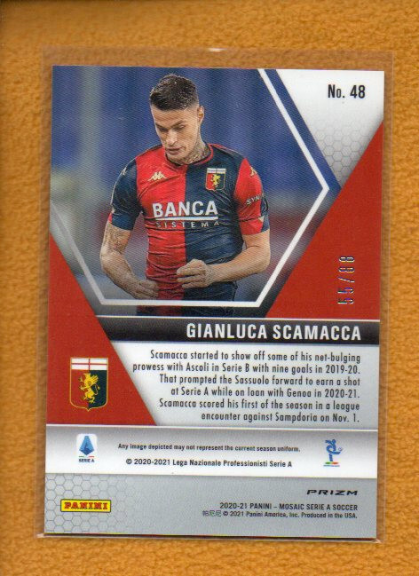 Gianluca Scamacca 2020-21 Panini Mosaic Rookie Choice Red Gold
