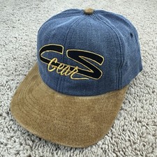 Vtg CS Gear Hat Denim Snapback Suede Brim Script Spellout USA Made OC Cap NOS