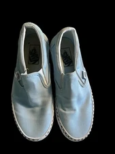 VANS Classic Slip-On Check Foxing Light Blue 500714 Size 7.0 Woman’s 5.5 Men’s