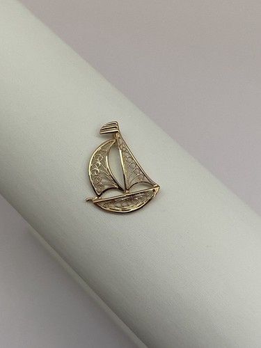 Colgante "VELERO" de filigrana de oro amarillo macizo de 14k, dije--Ancho: 3/4"--Longitud:1" - Imagen 6 de 9